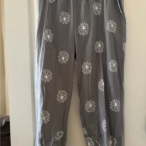 Gray Pants with White Floral Pattern